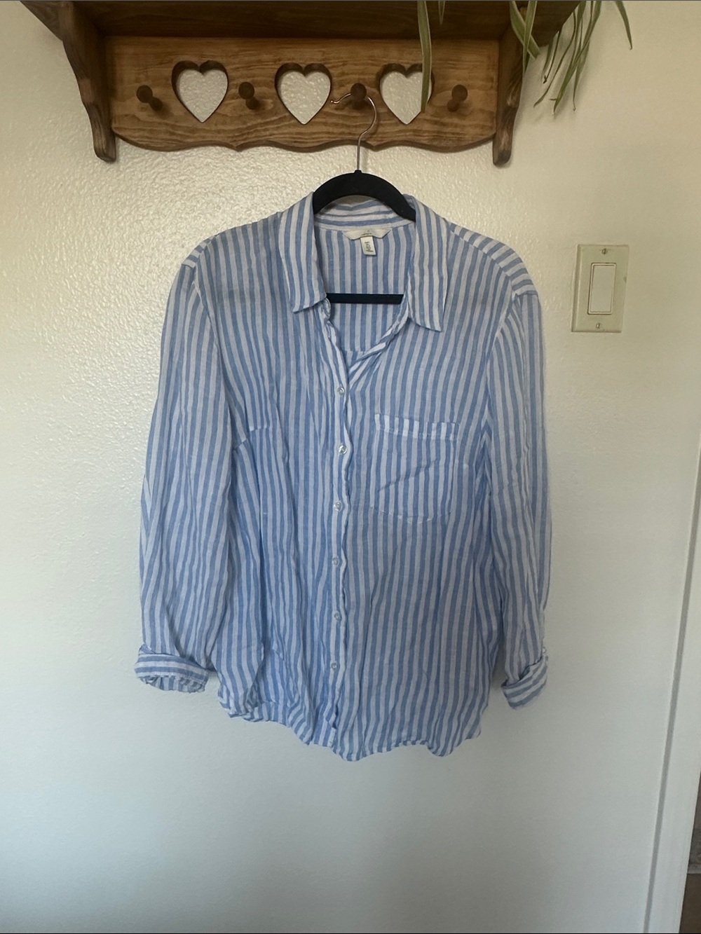 H&M Light Blue and White Striped women's Button-Down Shirt